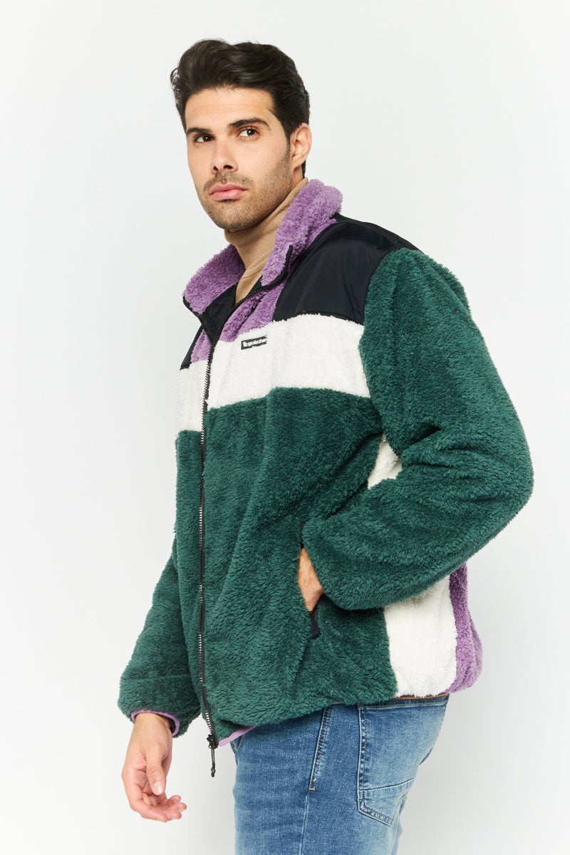 Gotcha Men Brand Logo Sherpa Jackets, Green - Image 3