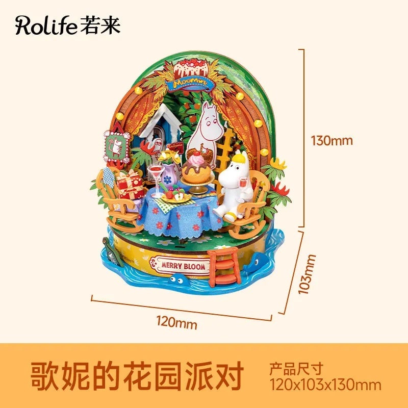 رولايف مجموعة مكعبات بناء Rolife Moomin House Series Building Blocks Moomin Mama Kitchen Dining Room Assembled Model Toys Desktop Ornaments Gifts, DA011 9893038 - Image 1