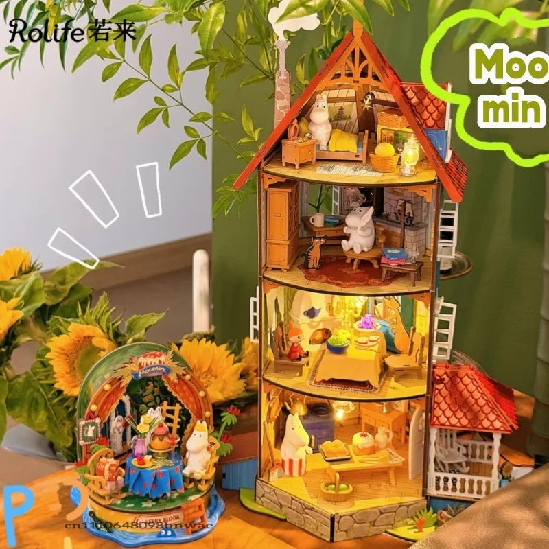 رولايف مجموعة مكعبات بناء Rolife Moomin House Series Building Blocks Moomin Mama Kitchen Dining Room Assembled Model Toys Desktop Ornaments Gifts, DA011 9893038 - Image 2