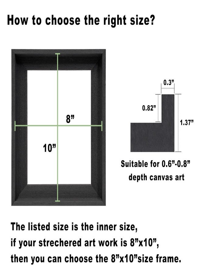 CANFRAVAS 20x24 Solid Wood Canvas Floater Frame, Wood Canvas Floating Frame, Floater Frame for 0.6"-0.8" Deep Canvas Paintings (20"x24", Black) - Image 3