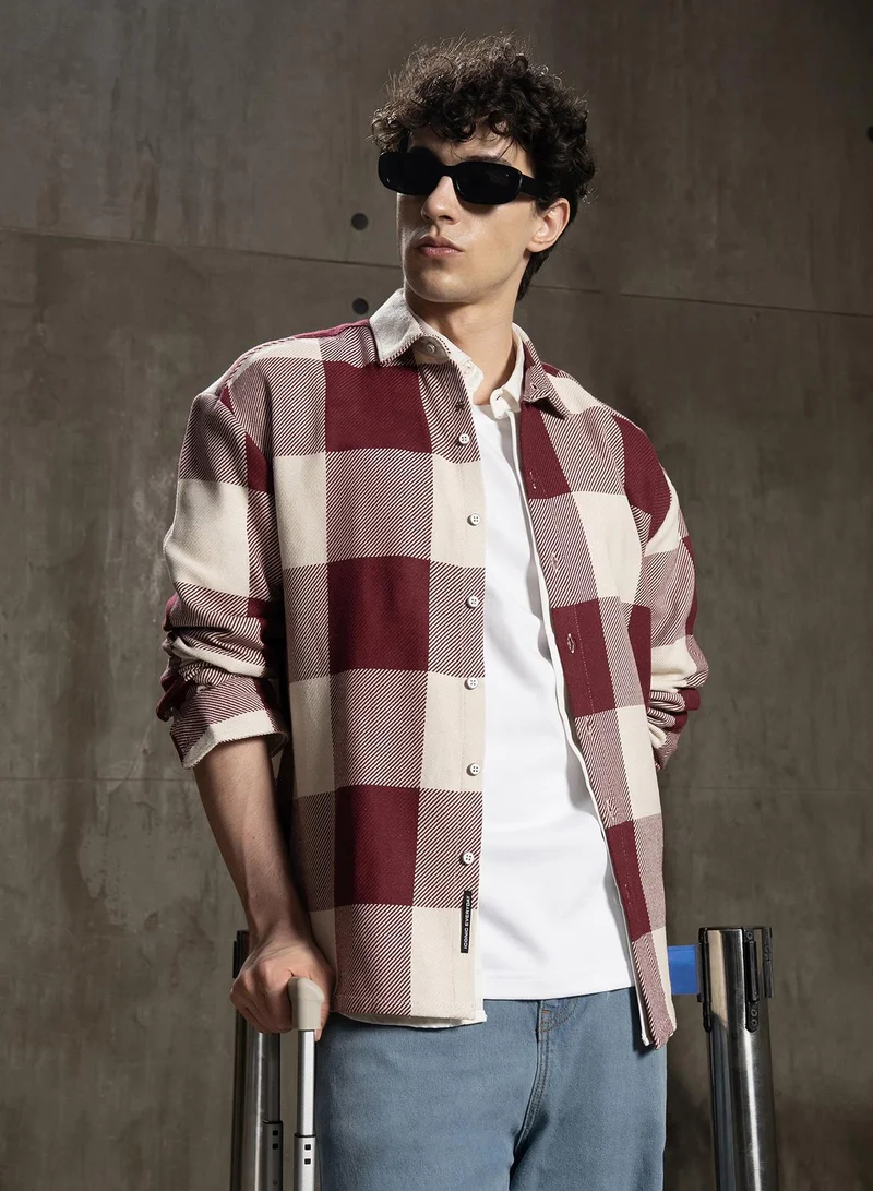 CAHOOT Men's Multi Checkered Regular Shirt For Casual Wear | Collared Neck | Long Sleeve | Button Closure | Cotton Shirt Crafted With Comfort Fit For Everyday Wear (3591)