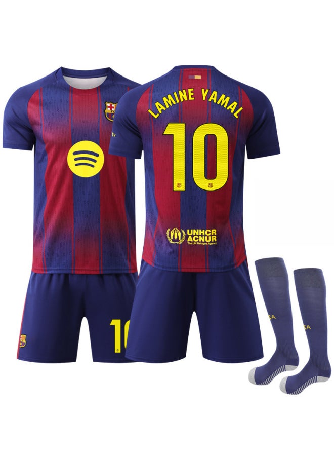 Barcelona Lamine Yamal #10 Full Soccer Kit - Breathable Jersey, Shorts and Socks for Fans