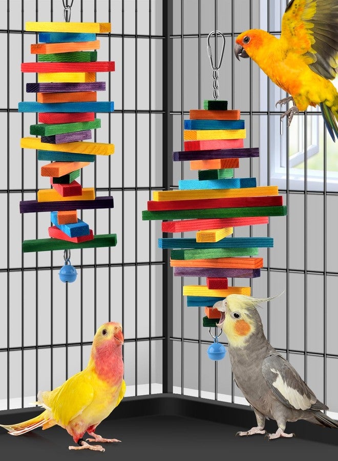 Bissap 2 PCS Bird Chew Toys, Multicolored Bagel Cascade Bird Parrot Chewing Sticks Biting Wooden Blocks Toy for Small Medium Conure Parakeet Cockatiels Lovebird Similar Sized Pet Birds - Image 5