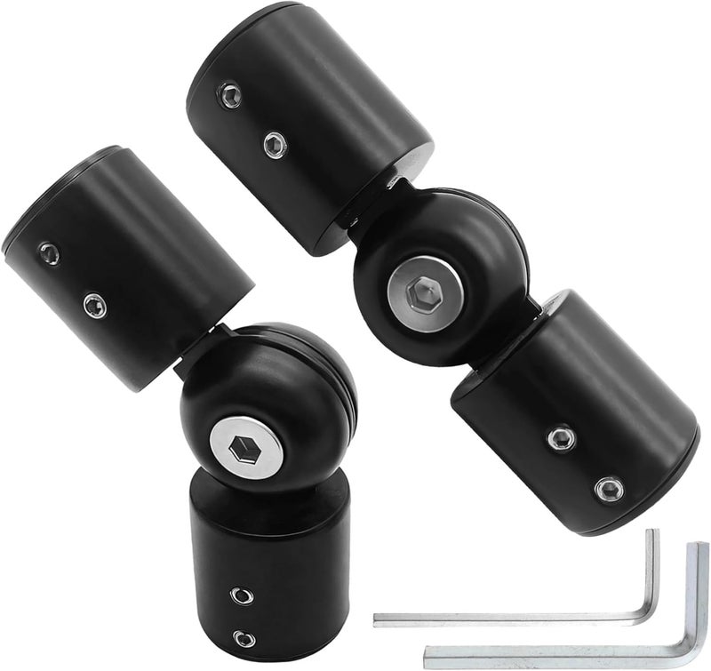 Inch 304 Stainless Steel Shower Curtain Rod Connector, 2 Pcs Matte Black, Universal Corner Joint - Image 1