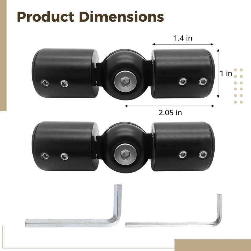 Inch 304 Stainless Steel Shower Curtain Rod Connector, 2 Pcs Matte Black, Universal Corner Joint - Image 2