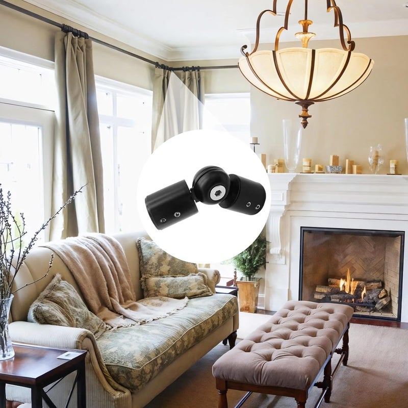 Inch 304 Stainless Steel Shower Curtain Rod Connector, 2 Pcs Matte Black, Universal Corner Joint - Image 3