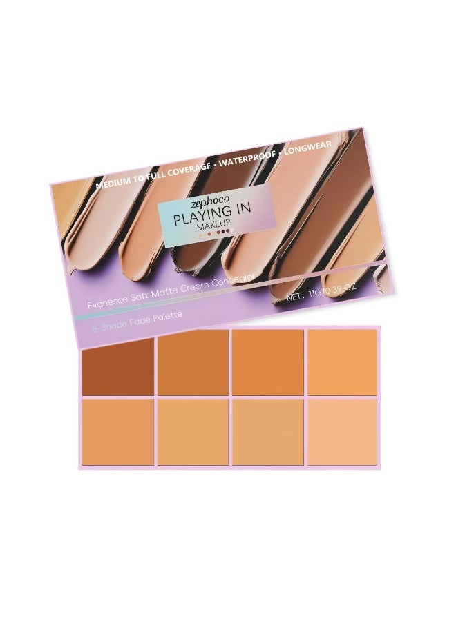 zephoco Soft Matte Cream Concealer, 8 Tone Palette with Brush, Applicator, Waterproof, Full Coverage for Blemishes and Covers Stains, Long-Lasting Moisturizer, Lightweight (Medium Color) - Image 1