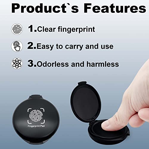 keepsweat Fingerprint Ink Pad 2 Pack Black Thumbprint Ink Pad for Notary Supplies Mini Fingerprint Kit for Identification Security ID Fingerprint Cards Law Enforcement Fingerprint Office Contract Use - Image 3