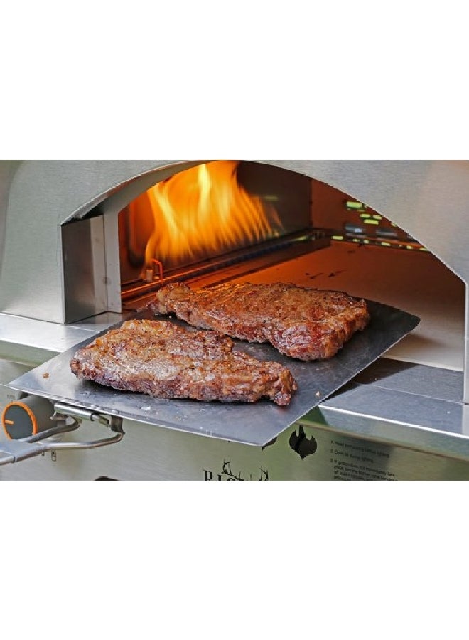 بيج هورن طقم أدوات البيتزا مكون من قطعتين يأتي مع مقابض قابلة للطي ومصنوعة من الستانلس ستيل وباللونين الفضي والأسود 51 × 27 × 39 سم SRPT01 - Image 3