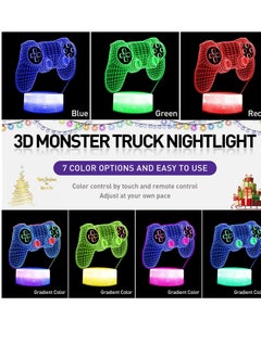 SYOSI 3D Gamepad Night Light, 3D Hologram Illusion Lamp, 3 Patterns Game Controller Console Illusion Desk Lamp, 7 Colors Changing with Remote, Timer Dimmer Function, Kids Bedroom Decor Birthday Gifts  - Image 4