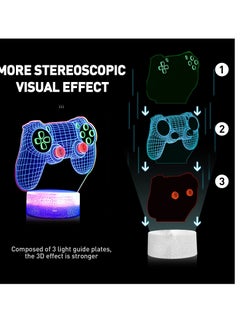 SYOSI 3D Gamepad Night Light, 3D Hologram Illusion Lamp, 3 Patterns Game Controller Console Illusion Desk Lamp, 7 Colors Changing with Remote, Timer Dimmer Function, Kids Bedroom Decor Birthday Gifts  - Image 3