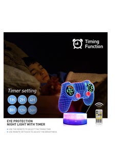 SYOSI 3D Gamepad Night Light, 3D Hologram Illusion Lamp, 3 Patterns Game Controller Console Illusion Desk Lamp, 7 Colors Changing with Remote, Timer Dimmer Function, Kids Bedroom Decor Birthday Gifts  - Image 5