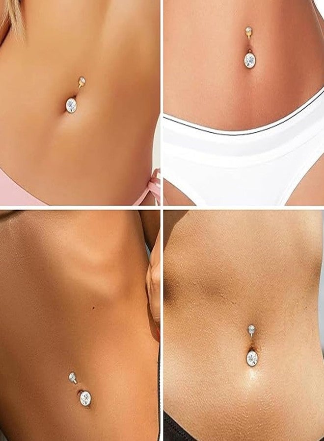 Suny Smiling 9 Pcs Belly Button Ring Gold, Surgical Stainless Steel Clicker with CZ, Opal & Pearl Clicker Belly Button Ring Hypoallergenic Navel Piercing Jewelry Pack for Women - Image 5