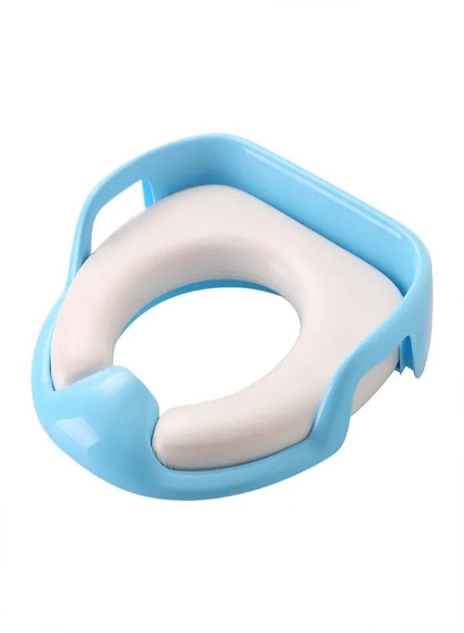 SARVANGAH Portable Baby Potty Seat for Kids 1-3 Years Cushioned Potty Training Toilet Seat for Kids Boys and Girls Non-Slip Potty Sitting Ring with Handles Fits Round & Oval Western Toilet (Blue) - Image 1