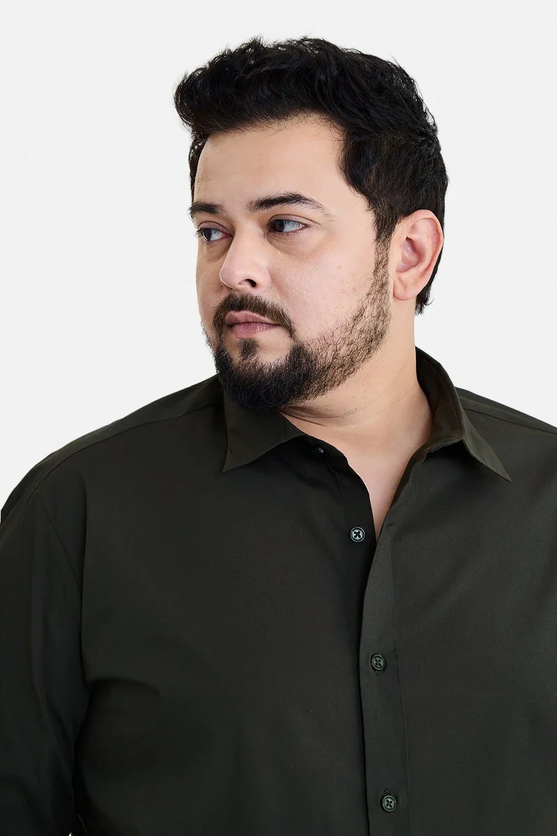 SNITCH Brown Brown Solid Long Sleeve Regular Fit Plus Size Shirt for Men | Best Price UAE