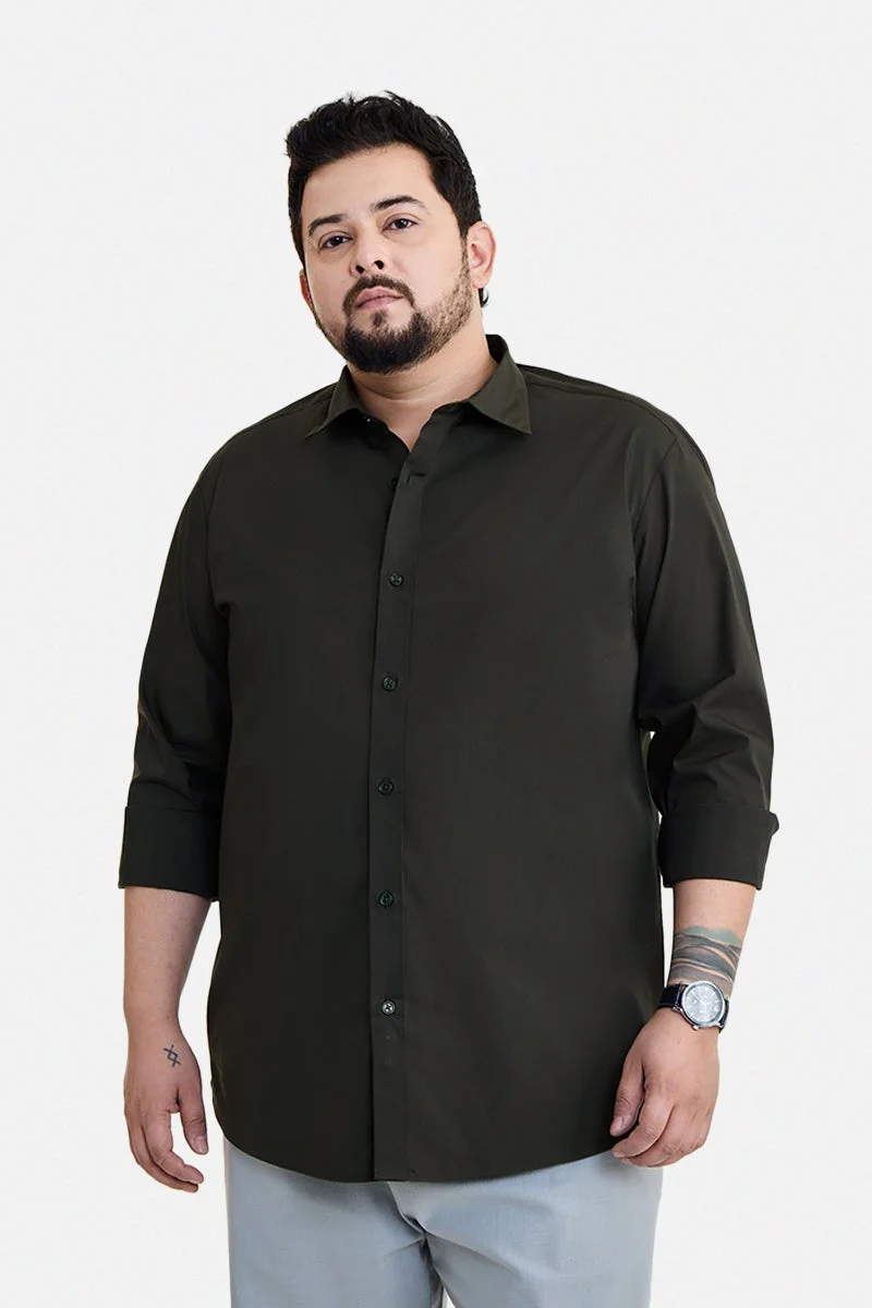 SNITCH Brown Brown Solid Long Sleeve Regular Fit Plus Size Shirt for Men | Best Price UAE