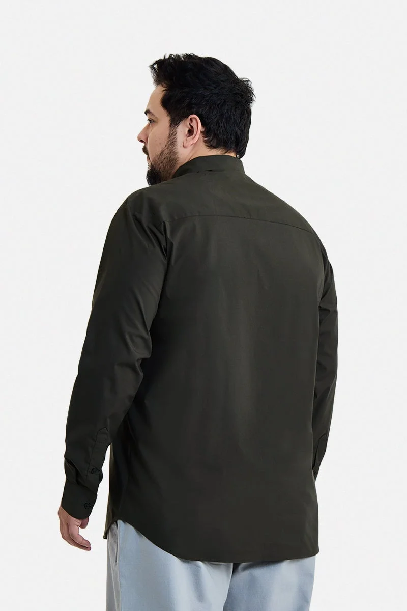 SNITCH Brown Brown Solid Long Sleeve Regular Fit Plus Size Shirt for Men | Best Price UAE