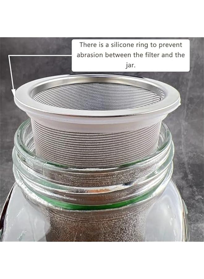 Arabest 2 Pack - Ultra Fine Cold Brew Coffee Filter For 64 OZ and Larger Wide Mouth Mason Jar, Food Grade 304 (18/8) Stainless Steel Filter, Multiple Usages, Cold Brew Tea Filter, Fruit Infused Water Filter - Image 3