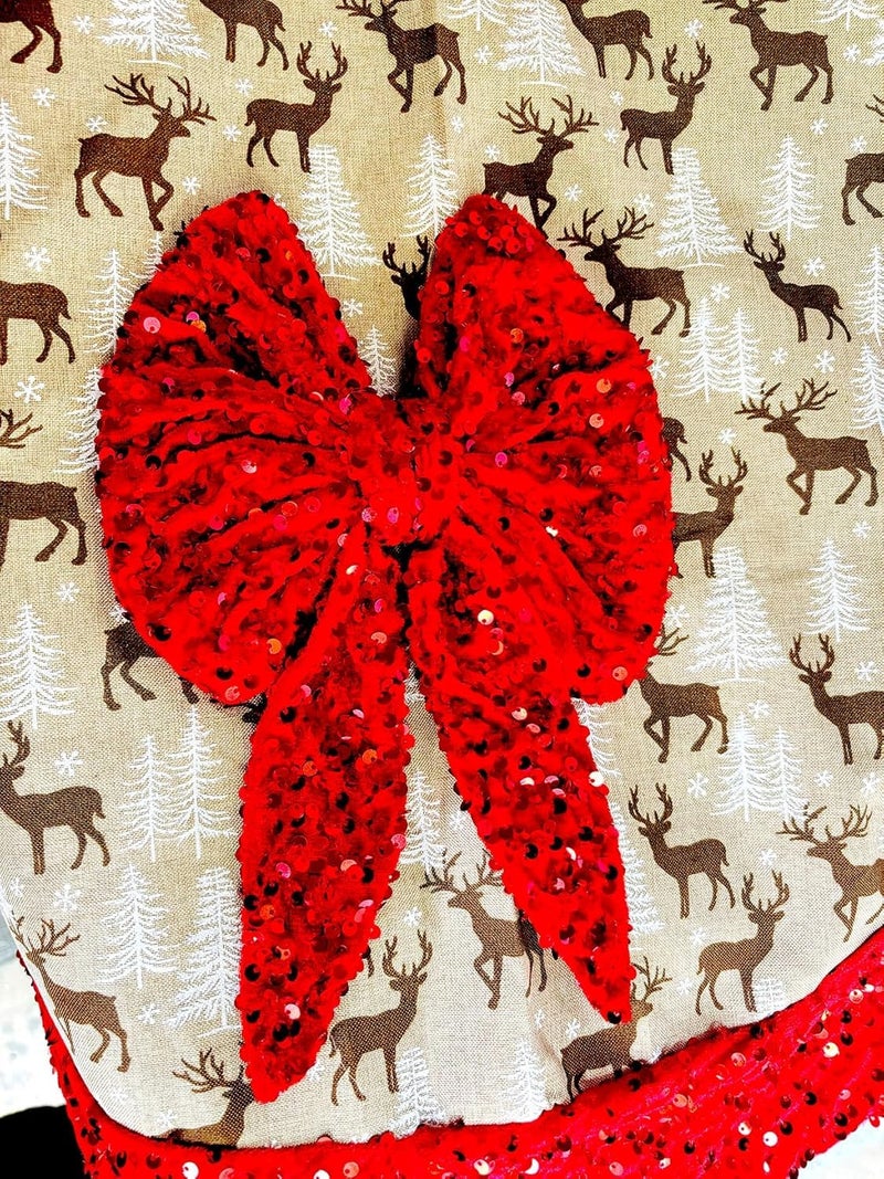 PartyToko Reindeer Snowflake Christmas Tree Skirt 48 Inch Winter Holiday Tree Mat Decoration - Image 2