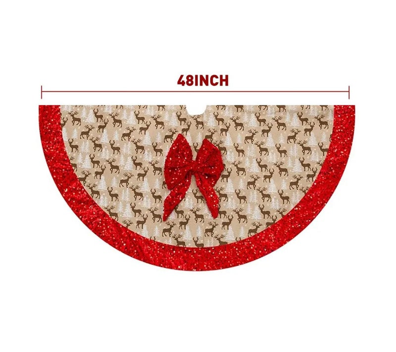 PartyToko Reindeer Snowflake Christmas Tree Skirt 48 Inch Winter Holiday Tree Mat Decoration - Image 4