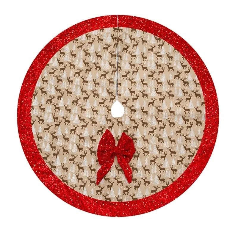 PartyToko Reindeer Snowflake Christmas Tree Skirt 48 Inch Winter Holiday Tree Mat Decoration - Image 5