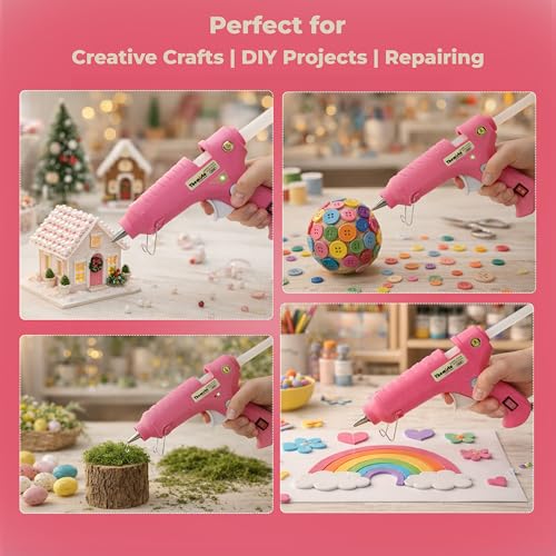 Themisto - Built With Passion 40W Anti-Drip Glue Gun With 5 Sticks for Arts & Crafts, DIY | Leak-Proof, Strong Gumming (Pink) - Corded Electric - Image 4