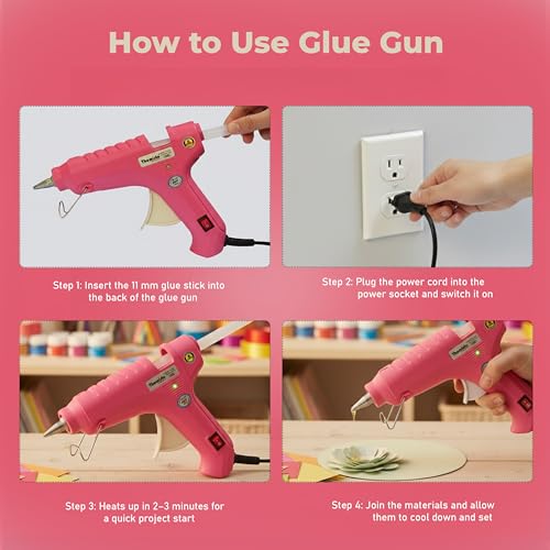 Themisto - Built With Passion 40W Anti-Drip Glue Gun With 5 Sticks for Arts & Crafts, DIY | Leak-Proof, Strong Gumming (Pink) - Corded Electric - Image 3