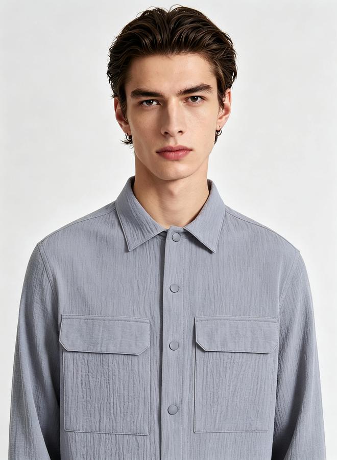 Take Two Men Long Sleeve Shirt with Flap Pocket - Image 5