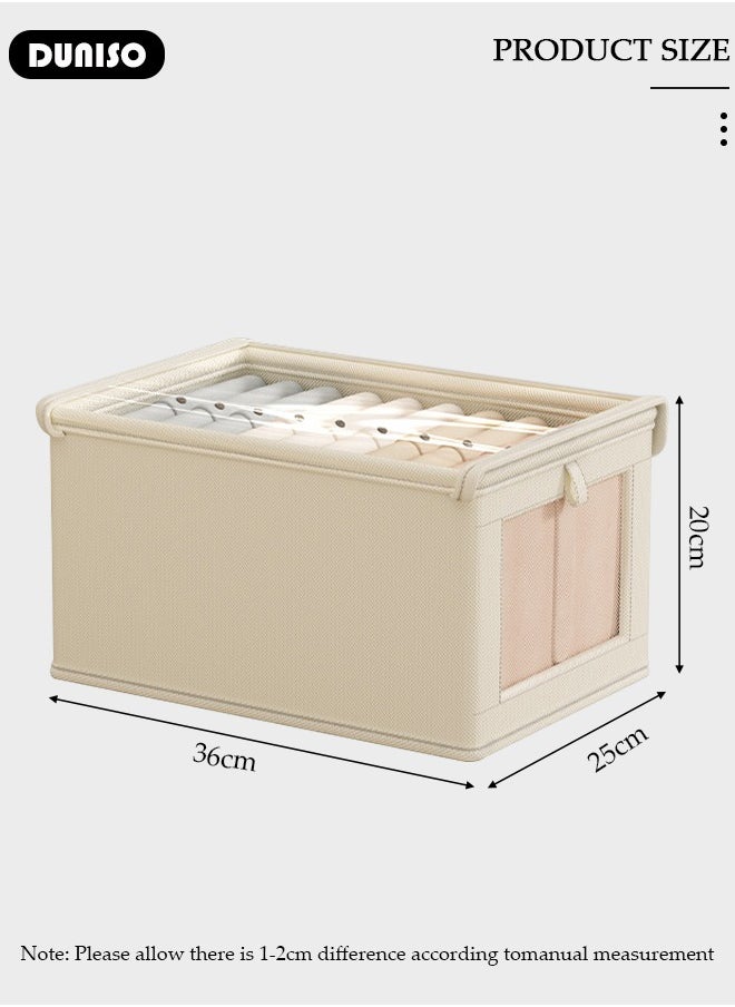 DUNISO 3 Pieces Foldable Closet Storage Organizer with Clear Lid and Window, Washable Closet Storage Boxes with Carrying Handles , Stackable Wardrobe Clothes Organizer,Cube Storage Bin for Clothes Wardrobe Home Bedroom Office  - Image 4