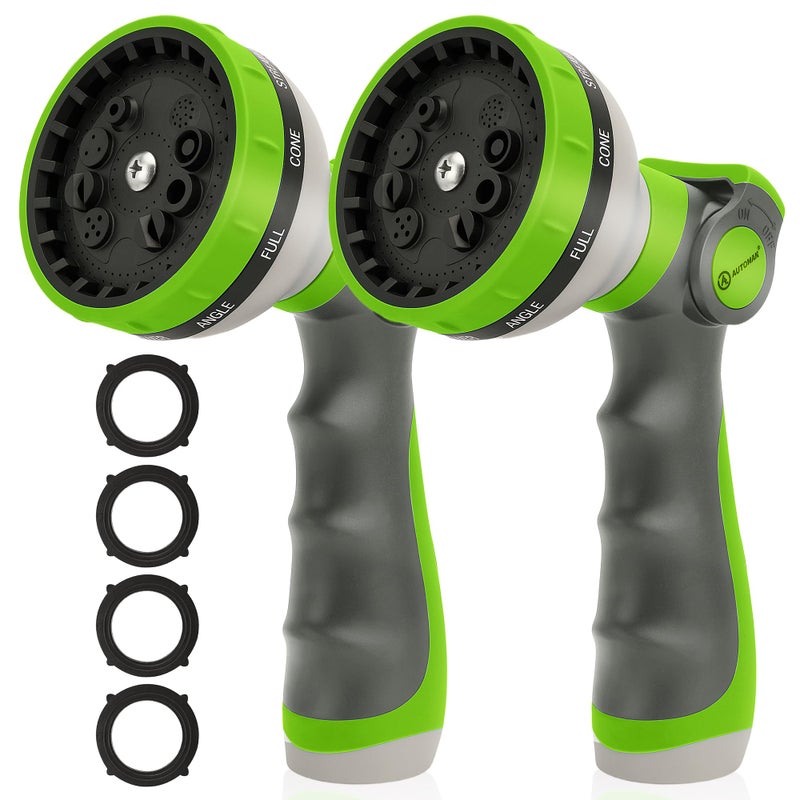 AUTOMAN Garden Hose Nozzle Sprayer 10 Spray Patterns 2 Pack Thumb Control Water Hose Nozzle Outdoor Heavy Duty Spray Nozzles for Watering Garden Cleaning Window Washing Car Showering Pets - Image 2
