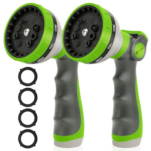 AUTOMAN Garden Hose Nozzle Sprayer 10 Spray Patterns 2 Pack Thumb Control Water Hose Nozzle Outdoor Heavy Duty Spray Nozzles for Watering Garden Cleaning Window Washing Car Showering Pets - Image 1