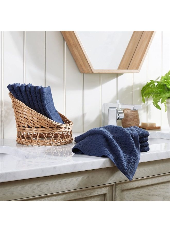 TOMMY Bahama Washcloth Set, Highly Absorbent Cotton Bathroom Decor, Low Linting & Fade Resistant (Northern Pacific Dark Blue, 12 Piece) - Image 2