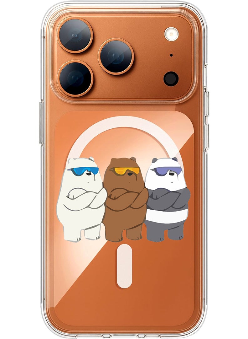 Theodor Magnetic Case for Apple iPhone 17 Pro Compatible with MagSafe Wireless Charging, Shockproof Phone Bumper Cover - Bears Pose - Image 1