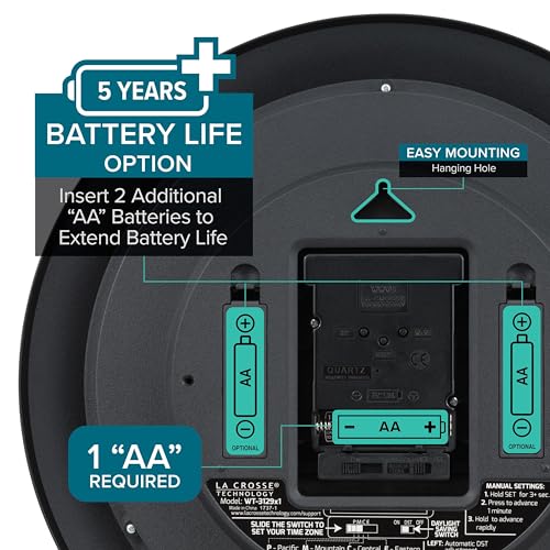 La Crosse Technology WT-3129S 12 Inch Atomic Analog Wall Clock - Image 3