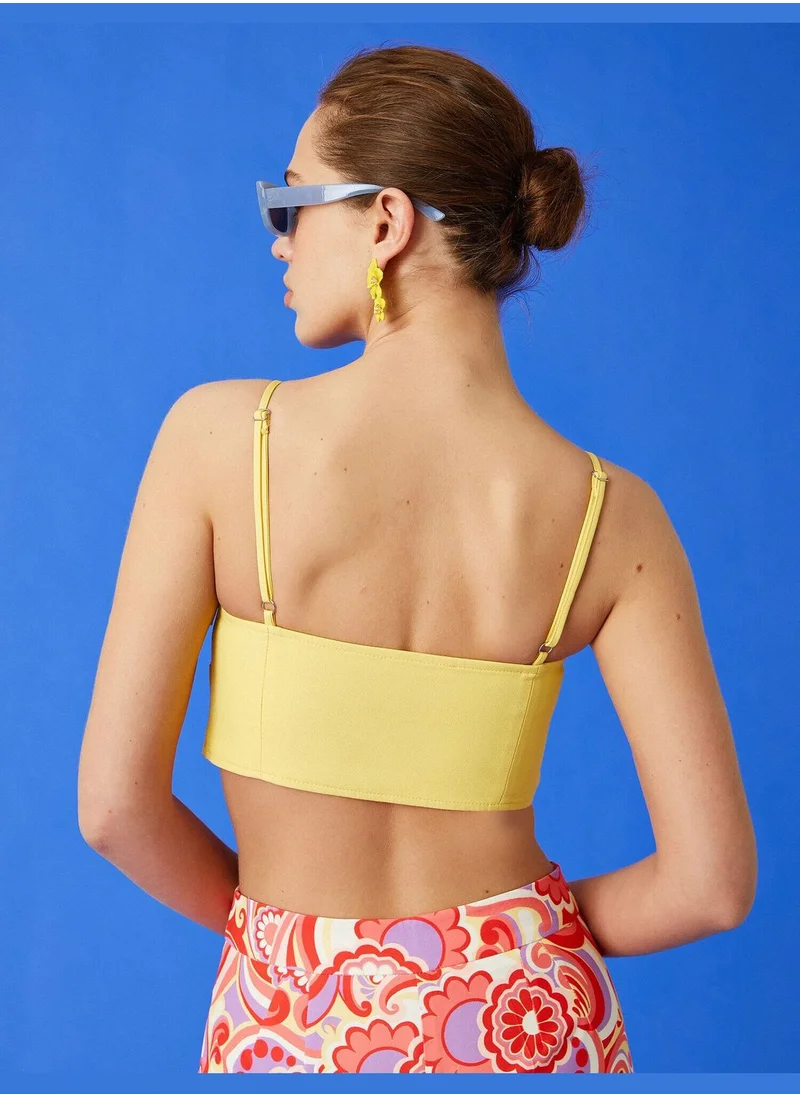 KOTON Crop Tank Top Thin Strappy U Neck