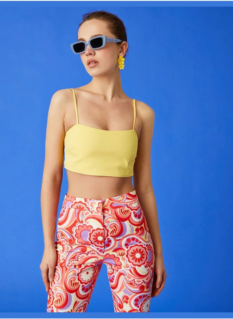 KOTON Crop Tank Top Thin Strappy U Neck