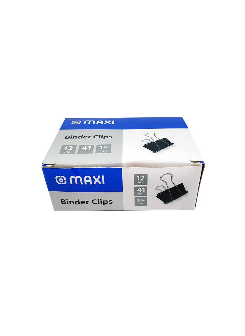 Maxi MAXI BINDER CLIP 41MM BOX OF 12PC BLACK  - Image 1