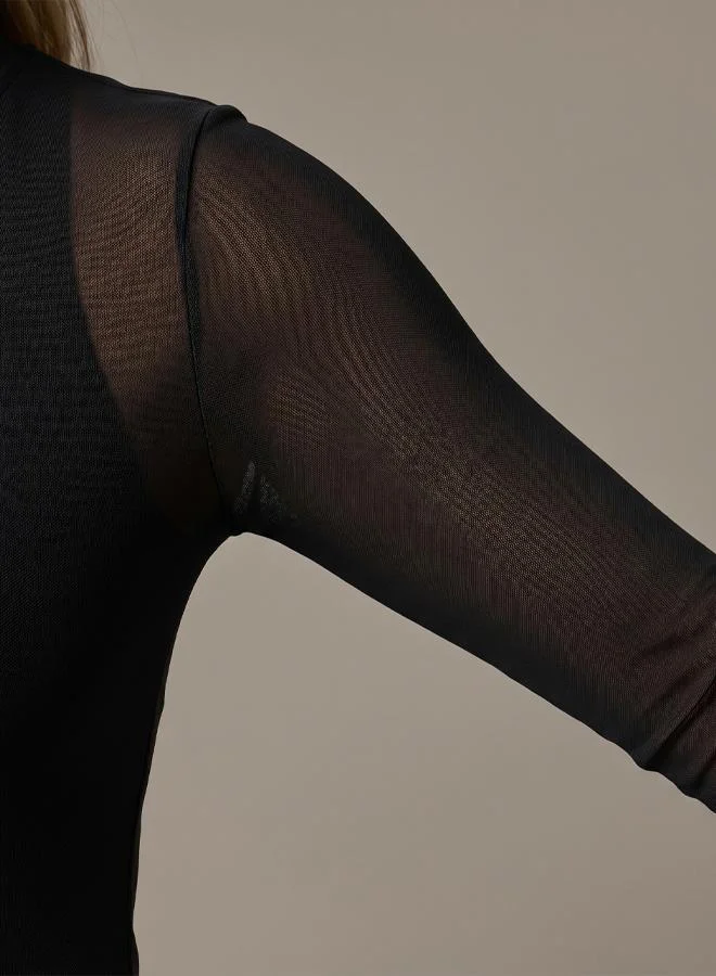 Zaecy Night Empyrean Black Women's Active Mesh Top for Women | Best Price UAE