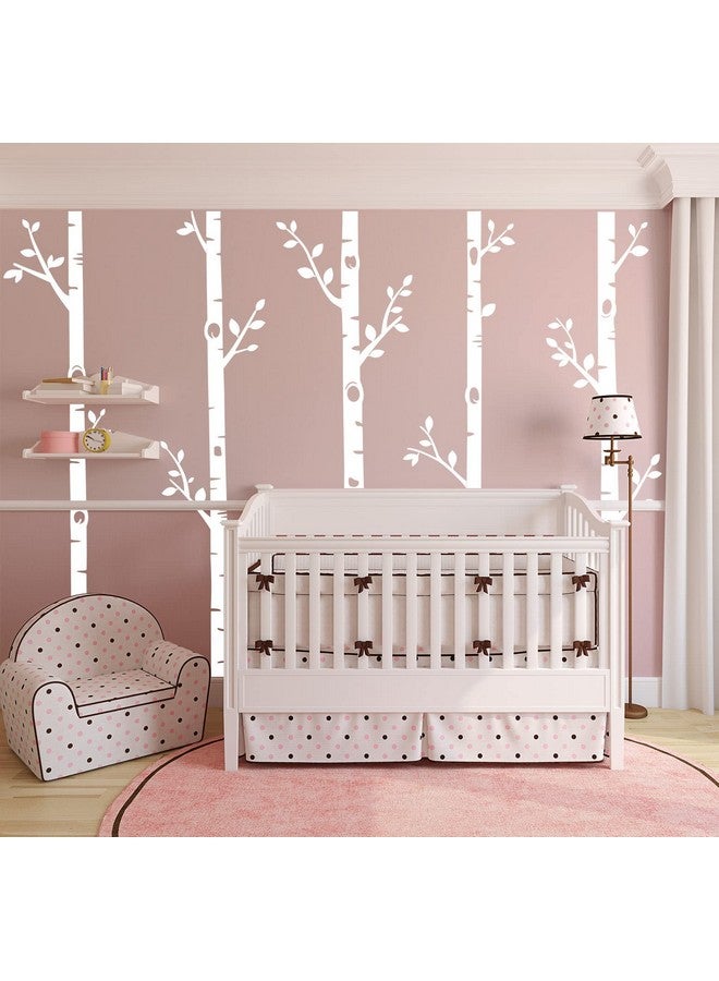 MAFENT Giant Tree Wall Decals 5 Birch Tree Wall Stickers Woodland Wall Stickers for Baby Kids Nursery Bedroom Living Room Wall Decorations (100", White) - Image 2
