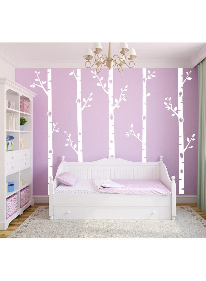 MAFENT Giant Tree Wall Decals 5 Birch Tree Wall Stickers Woodland Wall Stickers for Baby Kids Nursery Bedroom Living Room Wall Decorations (100", White) - Image 5