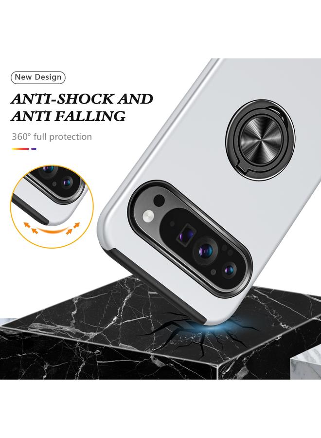 S-TOP Case For Google Pixel 9 Pro PC Hybrid TPU Magnetic Ring Holder Phone Case - Image 3