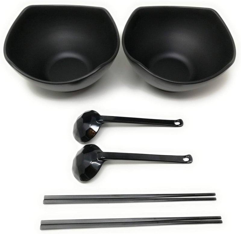 TJ Global 56 Ounce Large Melamine Japanese Ramen Noodle Soup Bowl Set Hard Plastic Dishware for Udon Soba Pho Asian Noodles  827 x 472 Comes with chopsticks and spoons 2 Sets - Image 4