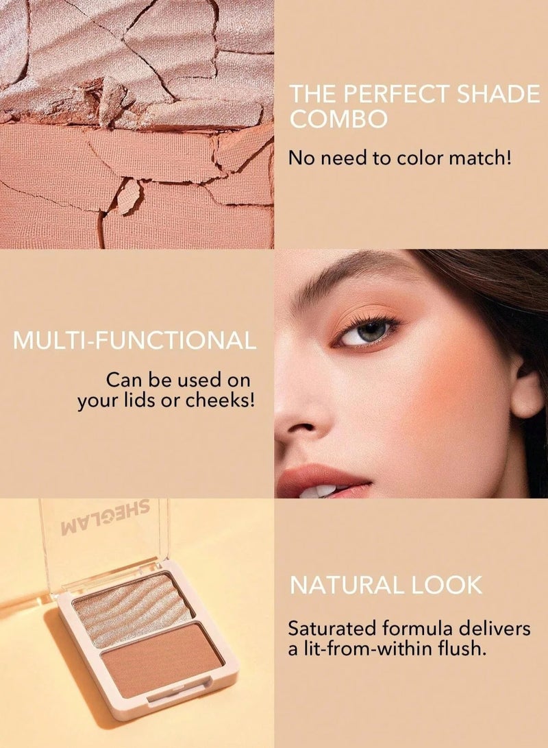 شيجلام مجموعة Glam 101 Hybrid Highlighter And Blush Duo-Seville - Image 4