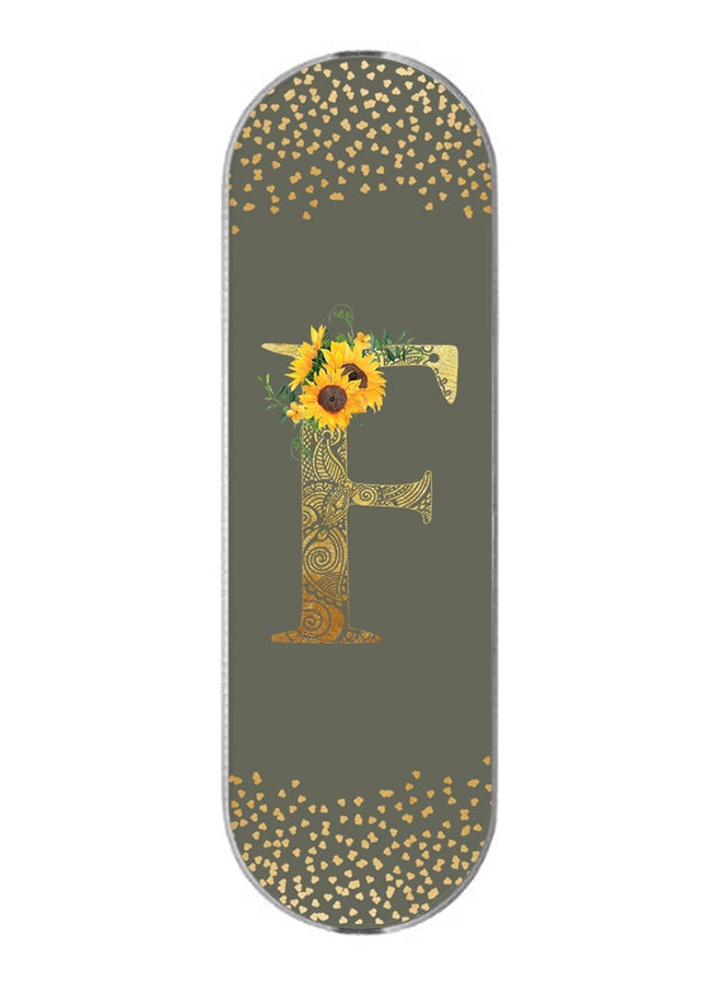 3-In-1 Universal Mobile Phone Grip Holder- Custom Monogram Initial Letter Mandala Floral Pattern Alphabet - F (Olive Green)