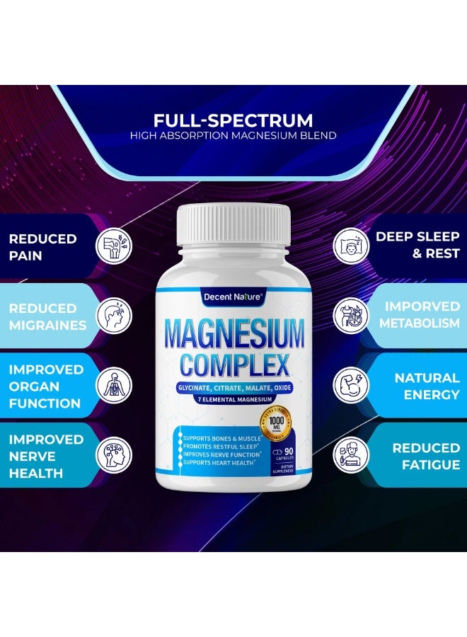 Decent Nature Magnesium Complex 1000mg – 7-in-1 Advanced Magnesium Supplement | Muscle, Nerve & Energy Support – 90 Vegan Capsules - Image 5