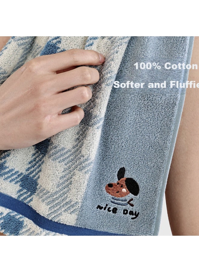 Sanli Pure Cotton Class A Towel Cartoon Embroidered Face Wash Towel For Home Use Soft And Absorbent Blue - Image 3