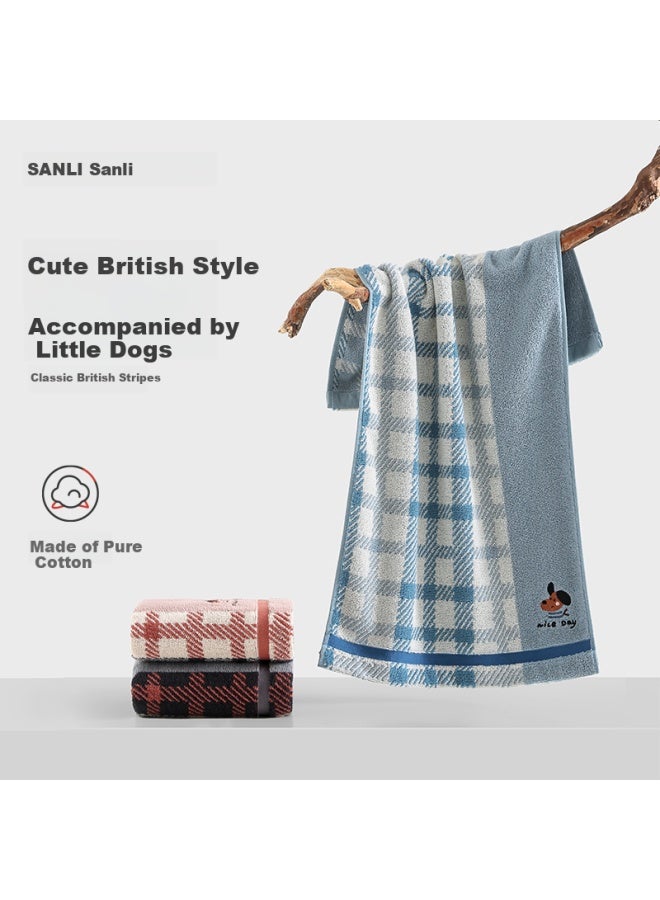Sanli Pure Cotton Class A Towel Cartoon Embroidered Face Wash Towel For Home Use Soft And Absorbent Blue - Image 1