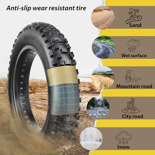 MOHEGIA EBike Fat Tire Replacement Set: 2 Pack 20 x 4.0-inch Folding Bicycle Tires, Inner Tubes, and Tire Levers, High-Performance and All-Terrain with Offroad or Trail Riding - Image 3