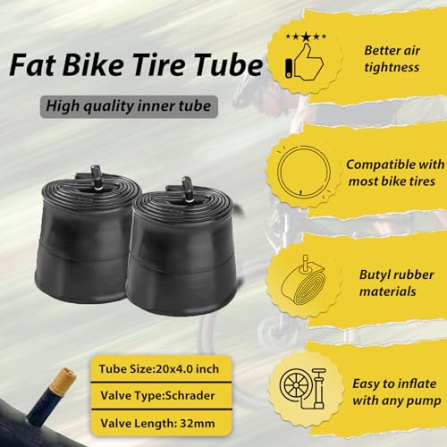 MOHEGIA EBike Fat Tire Replacement Set: 2 Pack 20 x 4.0-inch Folding Bicycle Tires, Inner Tubes, and Tire Levers, High-Performance and All-Terrain with Offroad or Trail Riding - Image 4