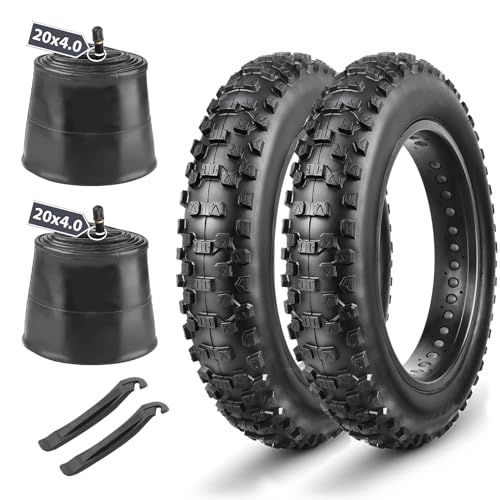 MOHEGIA EBike Fat Tire Replacement Set: 2 Pack 20 x 4.0-inch Folding Bicycle Tires, Inner Tubes, and Tire Levers, High-Performance and All-Terrain with Offroad or Trail Riding - Image 1
